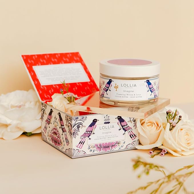 LOLLIA Imagine Body Butter, 5.5 oz. - Flowering Willow & Lotus Fragrance - Shea Butter & Cocoa Butter, Body Lotion for Women, Hydrating & Smooth Body Moisturizer-GlimoraGlow