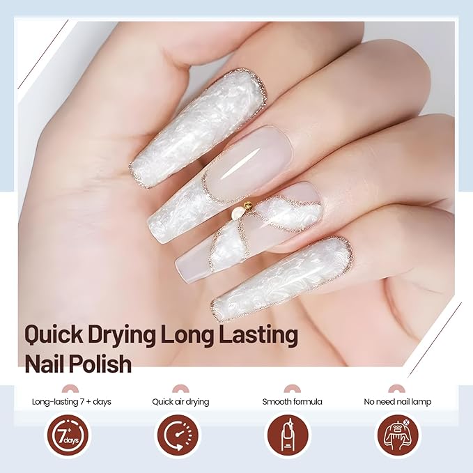 10ml Glitter Nail Polish Set 6 Colors Glitter Effect All Seasons Neutral Color Quick Dry Nail Polish Set for Women Salon DIY Nail Art-GlimoraGlow