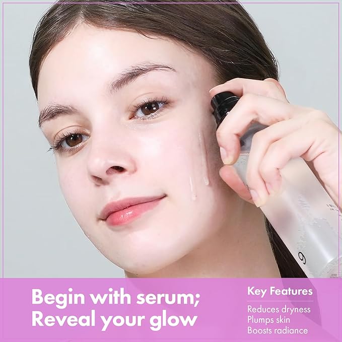 9 Peptide Skin Booster Serum, Niacinamide & Hyaluronic Acid Skin Renewal Boosting Facial Essence for All Skin Types, Korean Skin Care, Paraben Free, 150ml, 5.07 fl.oz.-GlimoraGlow
