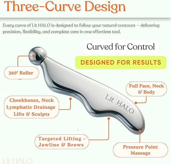 4-in-1 Gua Sha Massager: Stainless Steel Cryo Gua Sha Facial Tools for Face, Neck, Body – Lymphatic Drainage Massager, Facial Roller, Reduce Puffiness, Improve Circulation Beauty Tools-GlimoraGlow