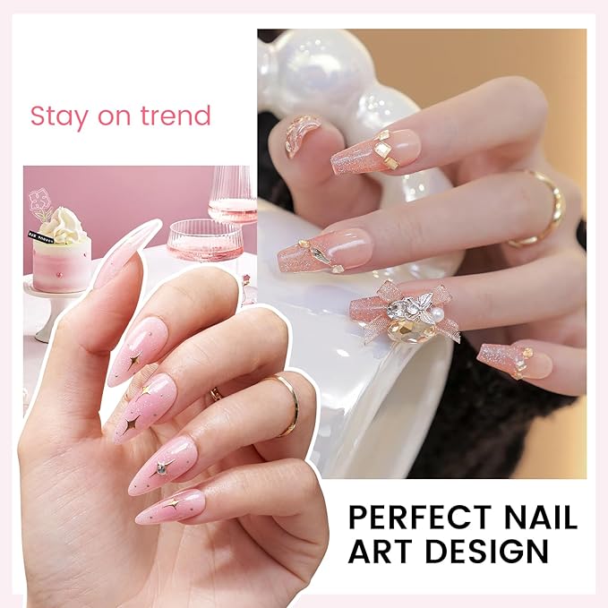 Jelly Gel Nail Polish Kit with U V Light, Hema-Free Milky Nude Sheer White Pink Gliter Gel Polish Set with Base & Top Coat Chrome Nail Powder, 4 Colors Mini Salon Nail Art Starter Gift for Women Girl-GlimoraGlow