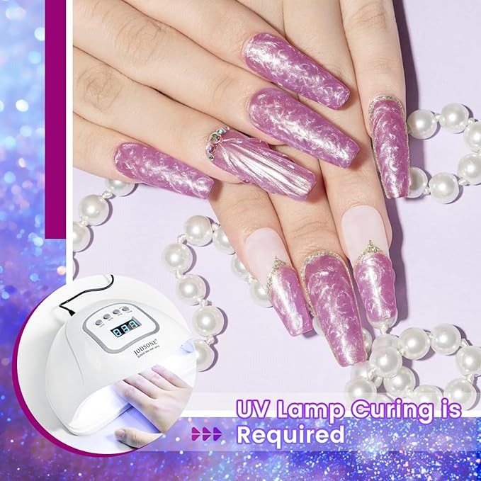 JODSONE 10ml Gel Nail Polish Set Glitter 6Colors Dark Green Glitter Pink Deep Blue Gel Polish Lacquer Glossy Art for Nail and Salon Need U V Lamp-GlimoraGlow