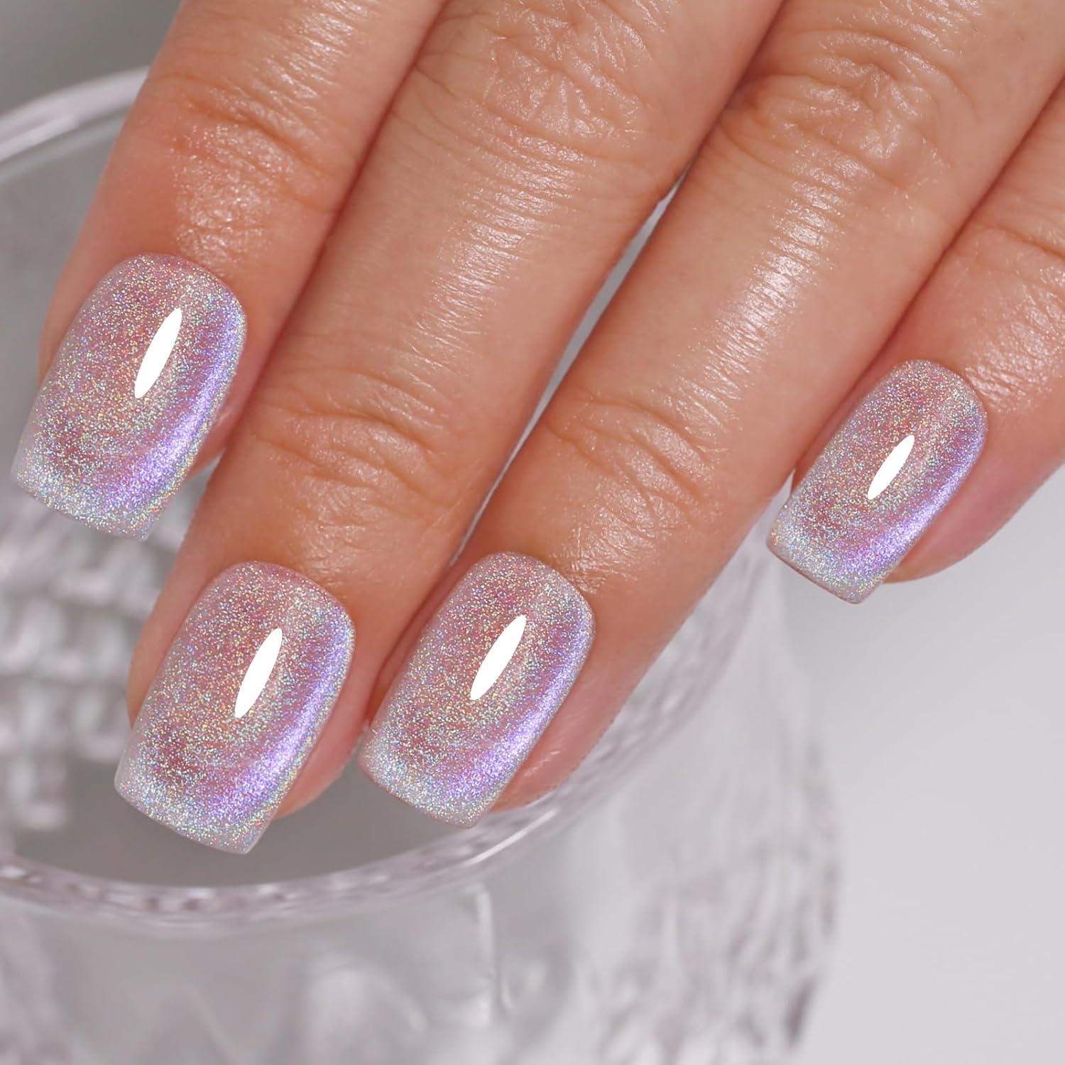 Imtiti Cat Eye Gel Nail Polish, Rainbow Holographic Magnetic Nail Gel Polish With Magnet Glittery Iridescent Galaxy Spring Summer Kit Soak Off UV Led 10ML-GlimoraGlow