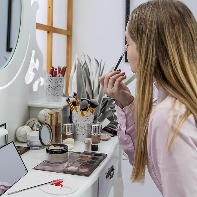 2 Pcs Makeup Palette Tray Clear Makeup Mixing Tray Cosmetic Palette Acrylic with 2 Pcs Spatula Tool Foundation Mixing Palette Cosmetic Palette for Mixing for Nail Art Foundation Shadow-GlimoraGlow