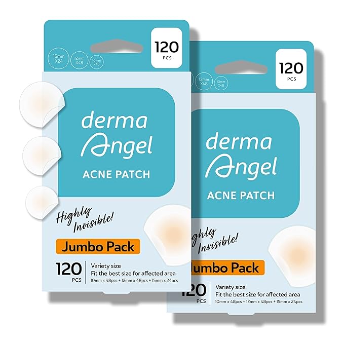 Invisible Pimple Patches for Cystic Acne - Premium Hydrocolloid Acne Patches & Zit Stickers, Cystic Acne Patch with Matte Finish - 240 Count - 3 Sizes Invisible Plus (Clear Patch)-GlimoraGlow