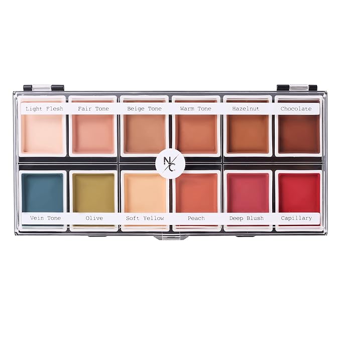 12-Color Flesh Tone Alcohol-Activated Palette, Tattoo Cover, Highly Pigmented Professional SFX Makeup for Film, Theatre, TV-GlimoraGlow