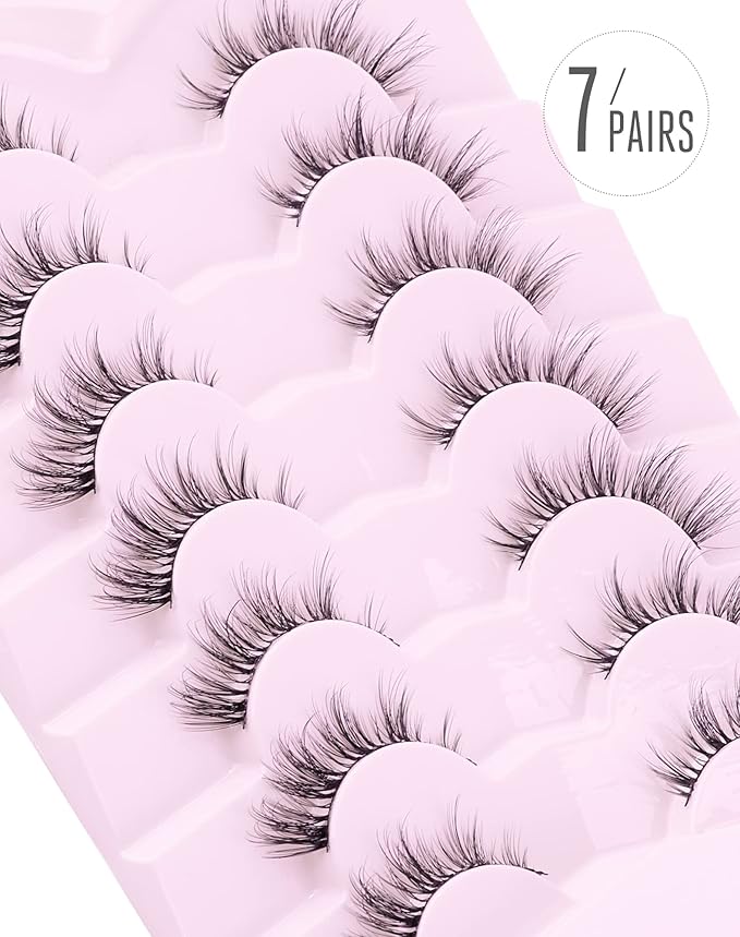 Onlyall Cat Eye Lashes Natural Lashes False Eyelashes Fox Eye Lashes False Lashes 7 Pairs D5-GlimoraGlow