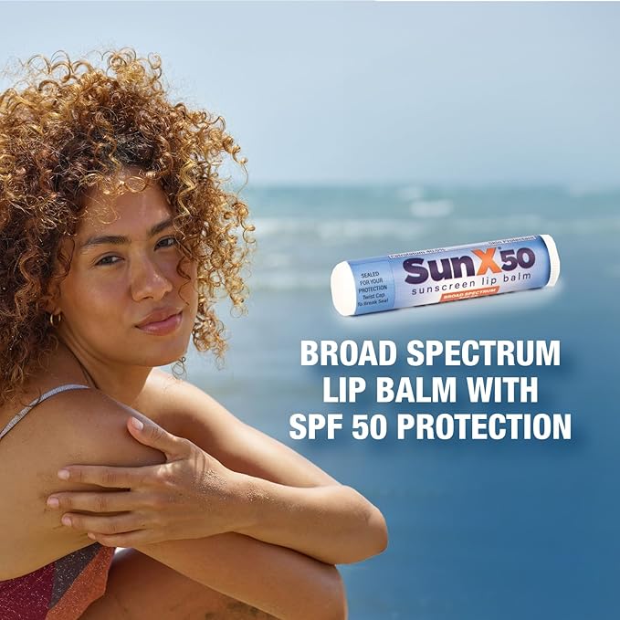 CoreTex Sun X 50 Lip Balm SPF 50 (Pack of 50) - Sunscreen Lip Balm, Water Resistant up to 80 Minutes & Free of Parabens & Oxybenzone - SPF 50 Broad Spectrum (UVA/UVB) Lip Protection-GlimoraGlow