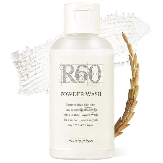 R60 Rice Enzyme Powder Face Wash Cleanser – Exfoliating, Deep Cleansing, Removes Pore Impurities for Soft Radiant Skin, Korean Skincare1.76oz-GlimoraGlow