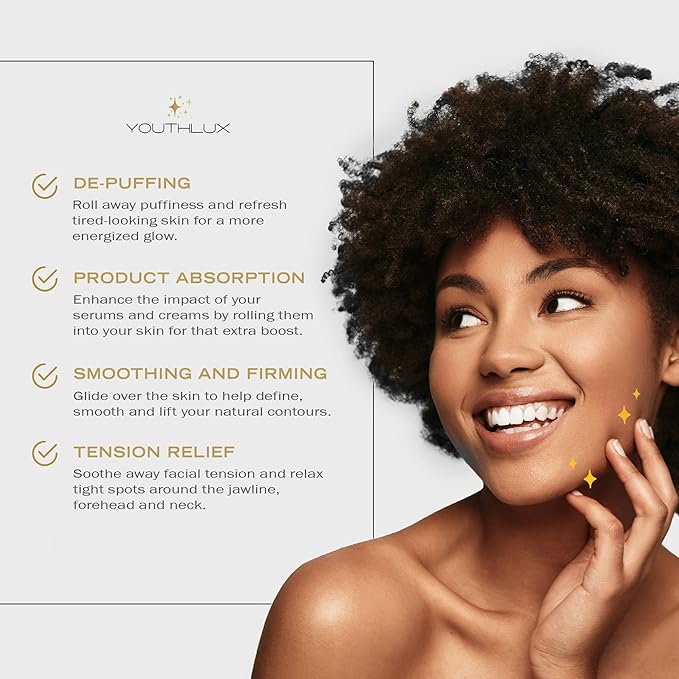 Radiance Roller – Germanium Stone Facial Massage Tool for Lifting, Sculpting, De-Puffing, Glow Boost, Energizing & Cooling Effect (Black)-GlimoraGlow