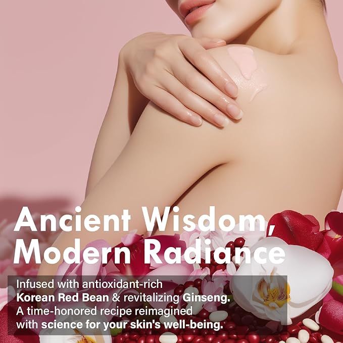 Korean Red Bean Body Lotion for Women - 24-Hour Hydrating Moisturizer for Dry Skin with Peptides & Hyaluronic Acid for Smooth Sensitive Skin - Vegan & Cruelty-Free - 8.45 fl oz-GlimoraGlow