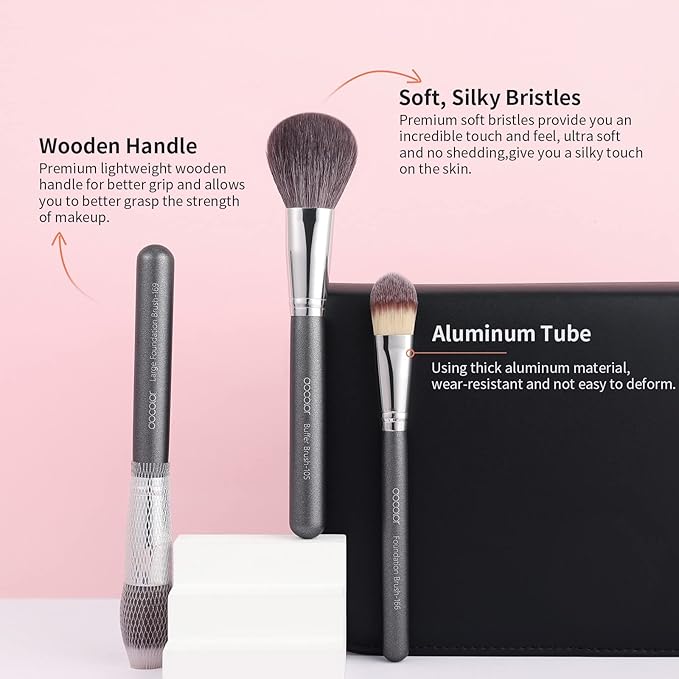 Docolor Professional Makeup Brush Set 29Pcs Makeup Brushes Valentines Day Gifts Premium Goat Synthetic Fiber Foundation Face Powder Blush Concealer Eyeshadows Make Up Brushes with PU Leather Case-GlimoraGlow