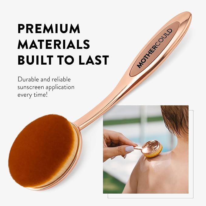 Premium Sunscreen Brush Set – Kids & Baby Sunblock Applicator with Metal Handles, Travel Bag, 2 Brushes, 2 Caps, & Cleaning Mat – Rose Gold – Mess-Free Sun Care (2 Pack) (Rose Gold)-GlimoraGlow