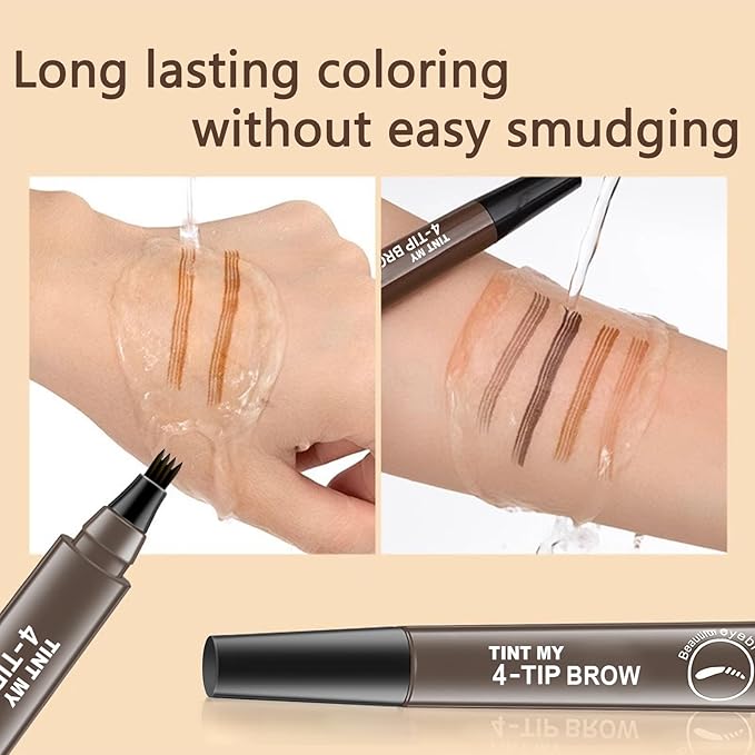 2025 Upgraded Magic Eyebrow Pencil for Women, Long-Lasting Ultra-Fine Tip Waterproof Eye Brow Pencils with 4 Fork, Smudge-Proof Natural Brow Makeup for Women - Dark Brown-GlimoraGlow