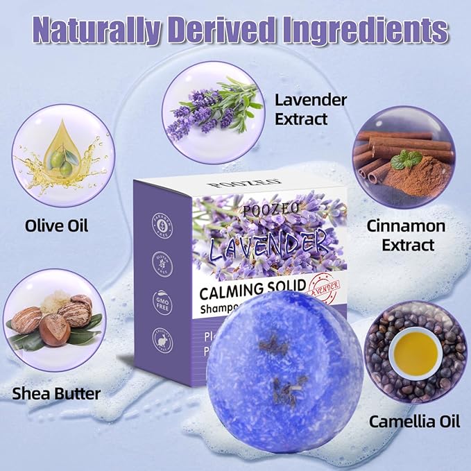 2 Pack Lavender Shampoo Bar,Solid Hair Bar And Conditioner Effect Hair Soap,Organic Shampoo Bars For Hair With All Natural Plant Based Essential Oils,Stocking Stuffers,Gifts for Women-GlimoraGlow