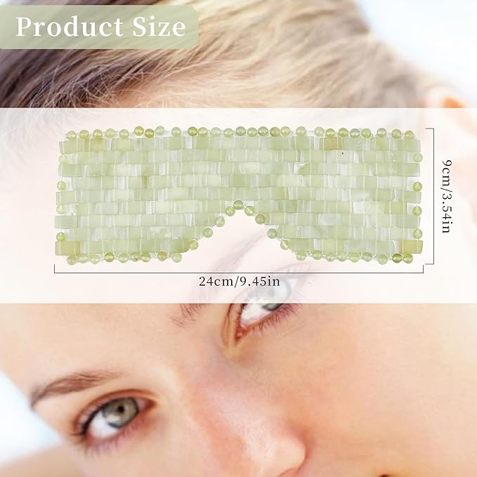 Jade Eye Mask, Eye Mask for Relaxation, Reusable Jade Eye Mask Hot or Cold Using Jade Mask Eyes Sleeping Mask for Alleviate Puffiness Face Massage Relax Eyes Meditation Beauty-GlimoraGlow