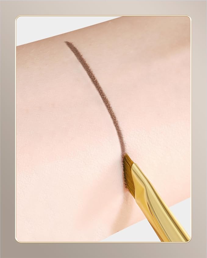 Desert Oak Series Angled Eyeliner Brush - Ultra-Fine Nylon Bristles for Razor-Sharp Gel/Liquid/Powder Lines, Anti-Smudge Design, Ebana Handle & Brass Ferrule (CM 180)-GlimoraGlow