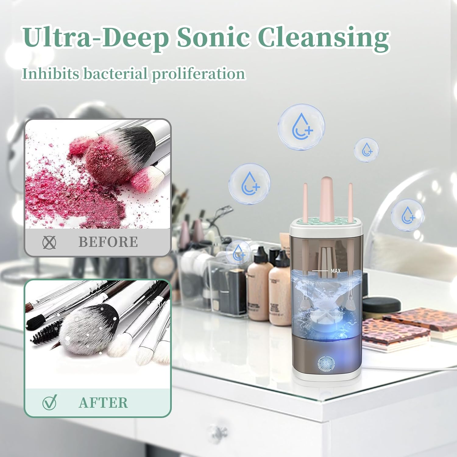 Electric Makeup Brush Cleaner Machine, Ultimate Efficient Automatic Cleaner for All Types of Makeup Brushes- Black-GlimoraGlow