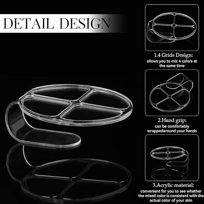 2 Pcs Makeup Hand Palette Foundation Palette Foundation Mixing Palette Hand-Held Nail Art Manicure Palette Clear Makeup Palette for Mixing Foundation Eye Shadow Nail Art-GlimoraGlow