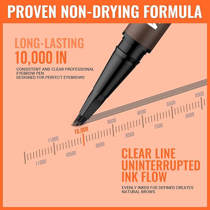 iMethod Eyebrow Pen - Eyebrow Pencil,2-in-1 Eyeliner Dual-Ended Microblading Eyebrow Pencil Long Lasting Waterproof Hair-Like Brow Pencil,with Eyebrow Brush,Eyebrow Pencils for Women,Brown-GlimoraGlow