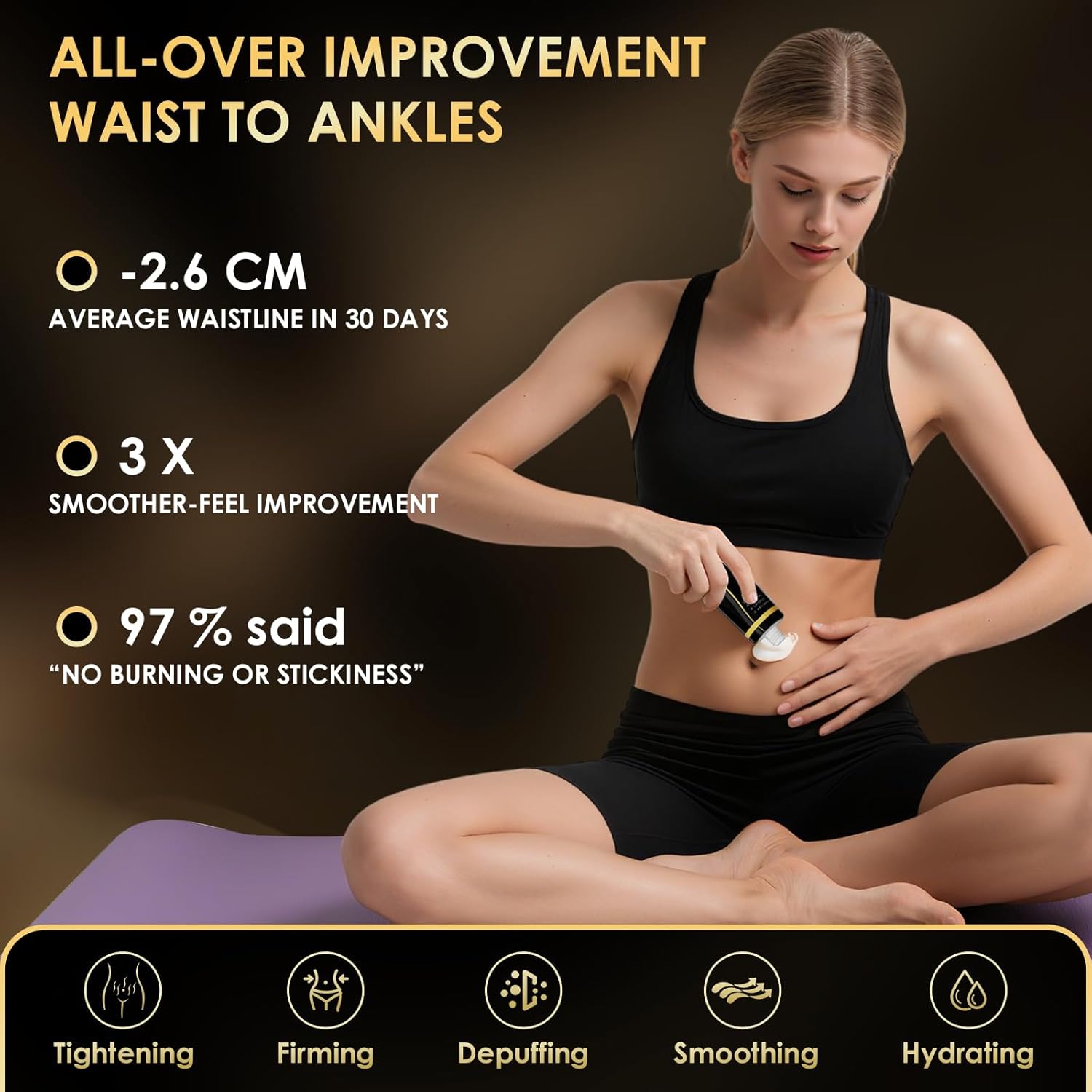 B Flat Belly Firming Cream - Premium Skin Tightening Cream for Stomach，Thighs & Butt， Skin Smoothing Moisturizer for Women and men, 4.22 fl oz-GlimoraGlow