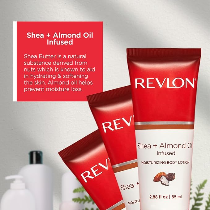 REVLON Get Carried Away Trio Moisturizing Travel Set, Shea Butter and Almond Oil Infused, Moisturizing Body Wash, Body Lotion, Exfoliating Body Scrub, 3 Count (2.88 fl oz)-GlimoraGlow