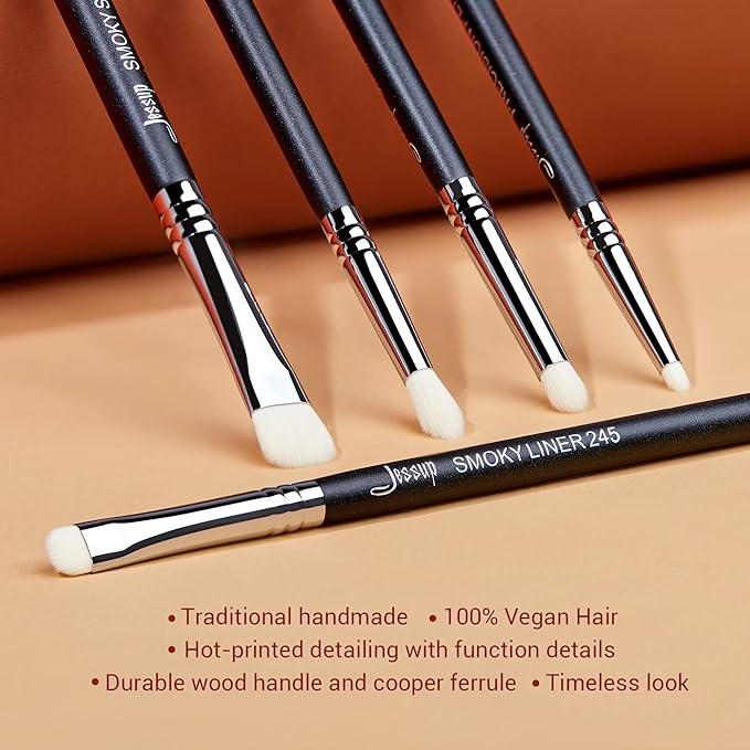 Jessup Eyeshadow Brush Set 7pcs Fluffy Eye Makeup Brushes for Eye Shadow Blending Shader Crease Concealer Black T334-GlimoraGlow