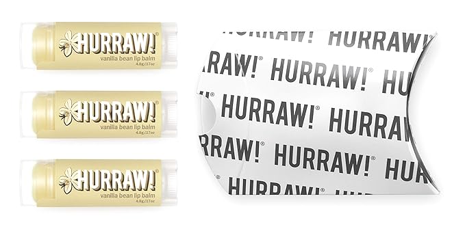 Hurraw! Vanilla Bean Lip Balm, 3 Pack: Organic, Certified Vegan, Cruelty and Gluten Free. Non-GMO, 100% Natural Ingredients. Bee, Shea, Soy and Palm Free. Made in USA-GlimoraGlow