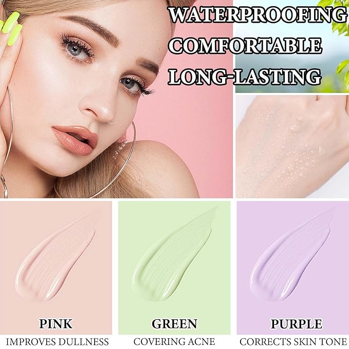 1 Pcs One Step Color Corrector,Natural Isolation Cream,Face Primer Makeup Tricolor Tinted Moisturizer,Oil Control & Moisturizing Skin Tone Correcting and Brightening Primer Concealer Foundation-GlimoraGlow