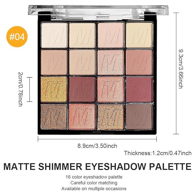 16 Colors Nude Champagne Gold Glitter Matte Shimmer Eyeshadow Palette for Eye Makeup,High Pigmented Brown Eye Shadow Primers Powder Palet de sombras de ojos-GlimoraGlow