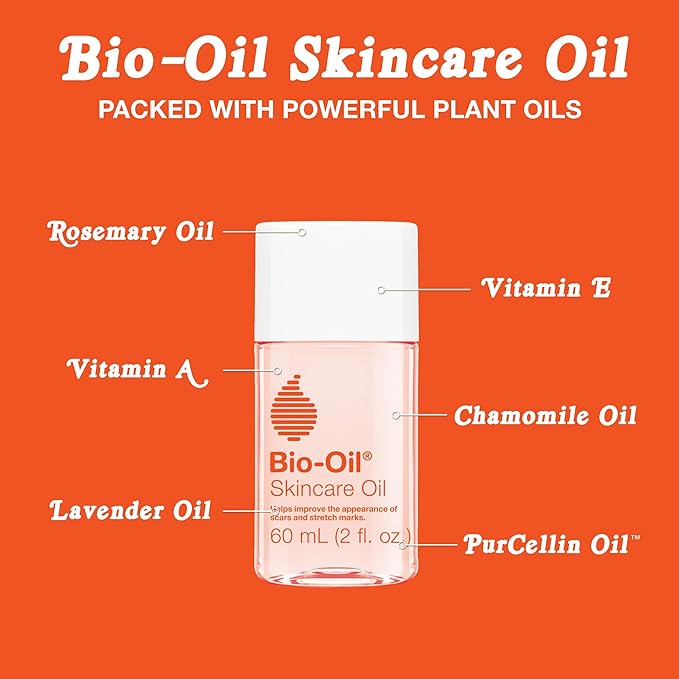 Bio-Oil Skincare Body Oil Serum, Face and Body Moisturizer with Vitamin E & A, for Scars, Stretch Marks, Sensitive Skin, All Skin Types, Dermatologist Recommended, Non-Comedogenic, 2 Oz-GlimoraGlow