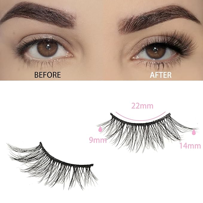 FARRED Half Lashes Natural Look Short Eyelashes Cat Eye Lash Fluffy Natural Lashes Wispy False Eyelash 14 Pairs Faux Mink Strip Eye Lashes Pack for Daily Makeup (F15 | 9-14mm)-GlimoraGlow