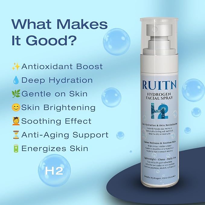 Hydrogen Face Mist Hydrating Spray,with Hydrogen Water Tablets, H2 Water Facial Spray for Deep Hydration,Anti-Aging Antioxidant Rejuvenation,Portable Design-GlimoraGlow
