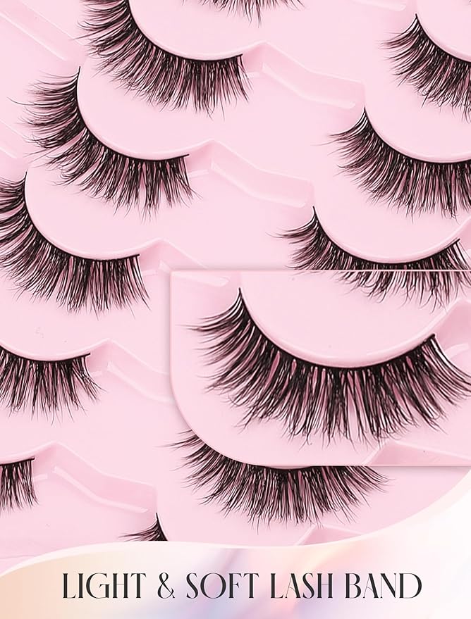 Natural Lashes Mink Natural Eyelashes False Eyelashes Natural Look False Lashes Wispy Eye Lashes Cat Eyelashes Fake Lashes KD01-GlimoraGlow