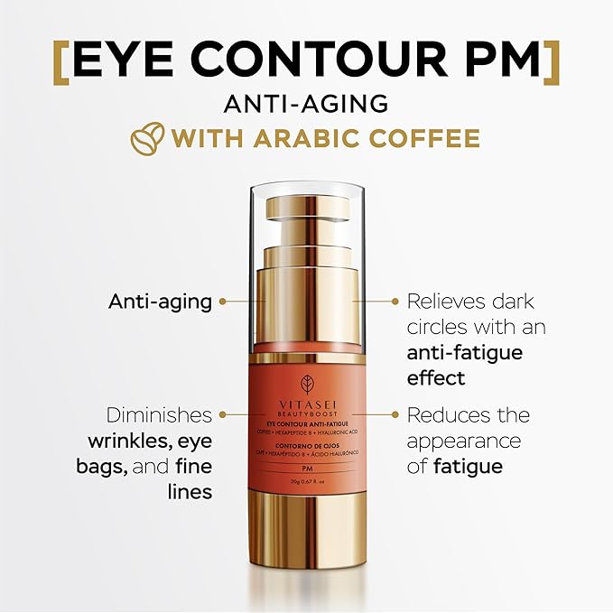 AM/PM Anti-Aging Kit Eye Contour Duo, Deep Hydration Eye Contour Cream with Cotton Stem Cells & Hyaluronic Acid (AM), Eye Contour Anti-Fatigue with Arabic Coffee for Under Eye Lines Protection(PM)-GlimoraGlow