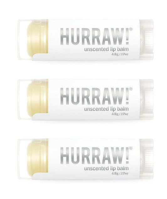 Hurraw! Unscented Lip Balm, 3 Pack: Organic, Certified Vegan, Cruelty and Gluten Free. Non-GMO, 100% Natural Ingredients. Bee, Shea, Soy and Palm Free. Made in USA-GlimoraGlow