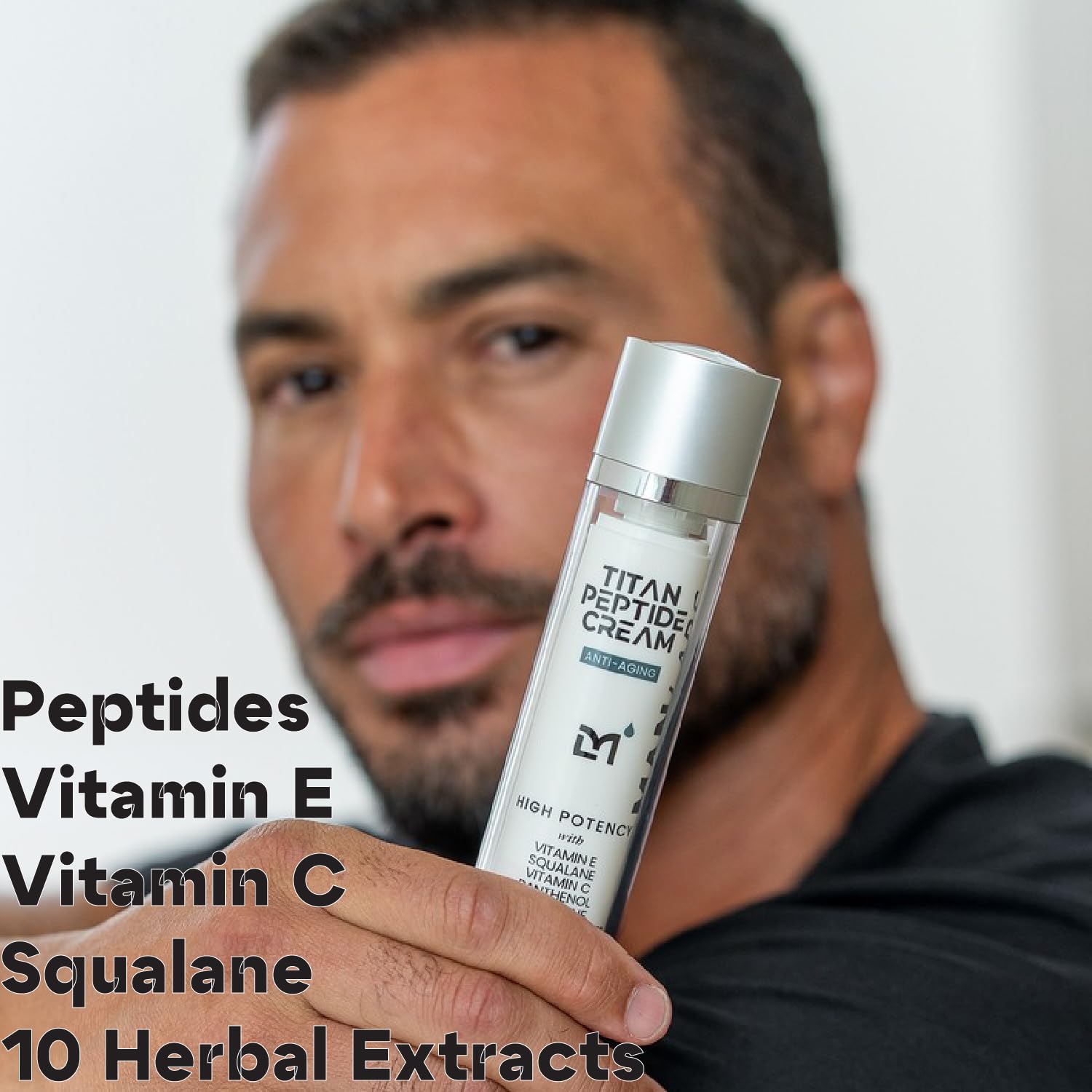 Titan Peptide Anti-Aging Mens Face Cream – Mens Face Moisturizer – For Men, Face Lotion – Men, Skin Care – Tighten, Firm, Revitalize – Peptides, Vitamin C & E, Squalane – All Skin – Unscented-GlimoraGlow