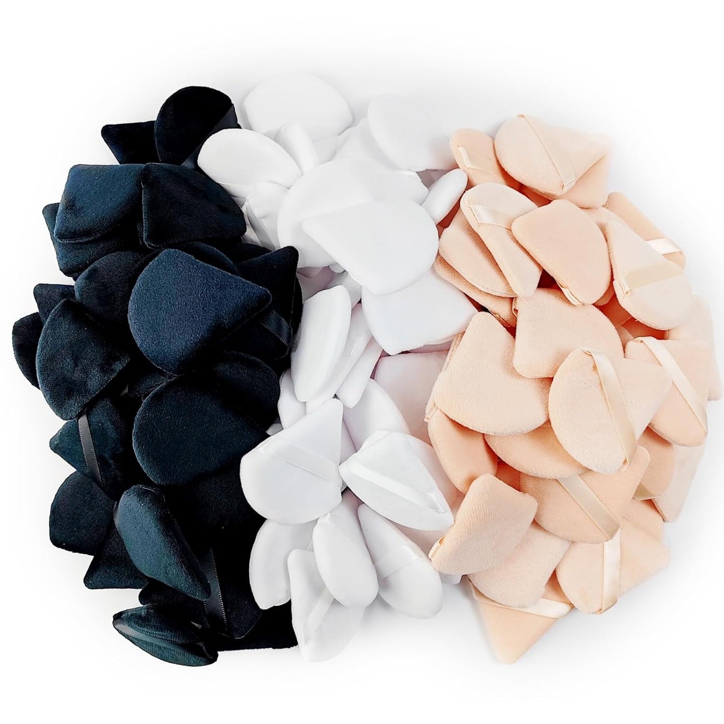 GXXMEI 30PCS Triangle Powder Puff, Setting Powder Puff for Make Up, Face Puff Pads for Loose Powder and Press Powder, Makeup Sponge Powder Applicator for Face and Eye (White, Black, Nude)-GlimoraGlow