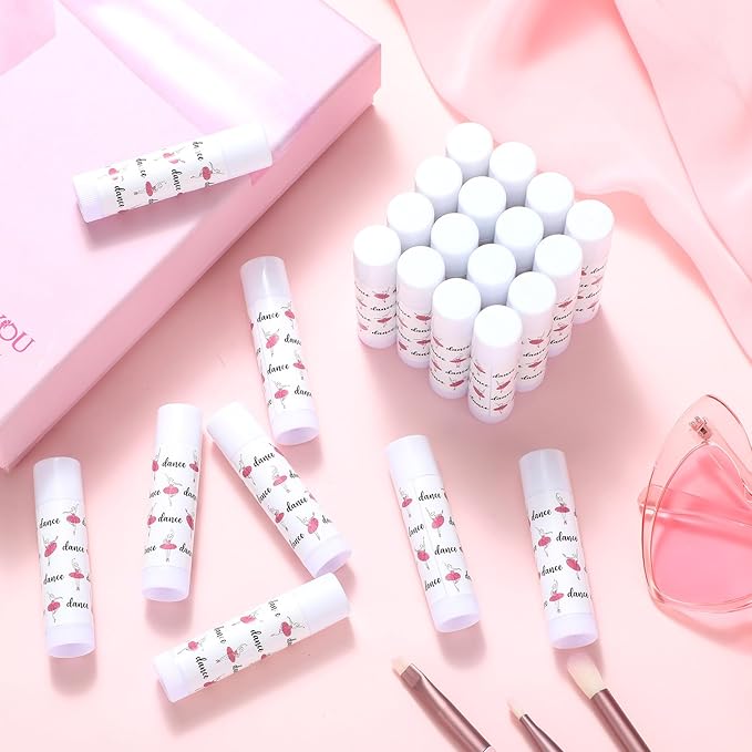 24 Pack Dance Theme Ballet Lip Balms Bulk Moisturizing Lip Balms Back To School Gift Ballet Gifts Lip Balm Christmas Thanksgiving Day Dance Party Thanks Gift for Dancer Girl Woman-GlimoraGlow