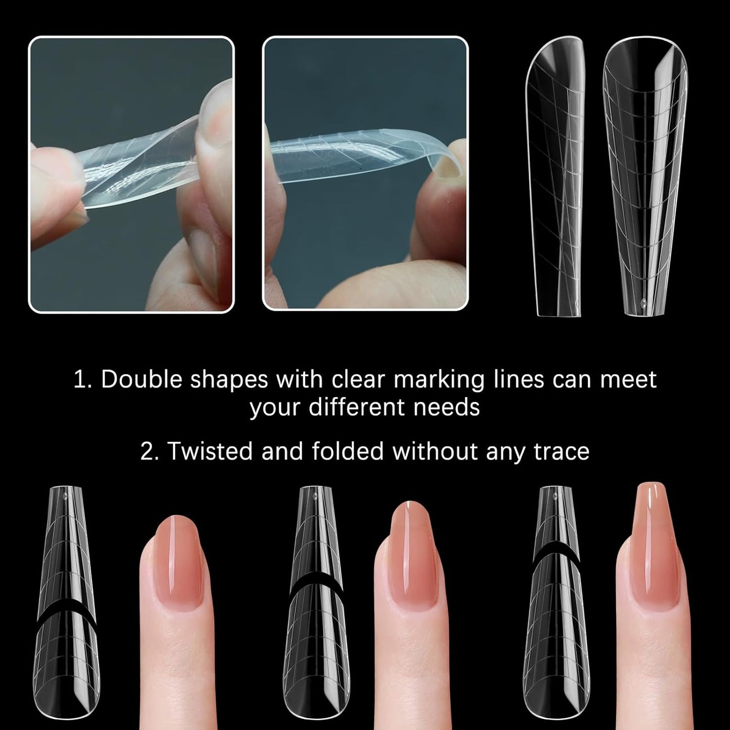 120 Pcs Poly Extension Gel Dual Nail Forms Nail Molds With Scale Builder Coffin Nail for Gel Manicure Nail Art Design Salon DIY at Home (Long Ferrari Dual Nail Forms Set)-GlimoraGlow