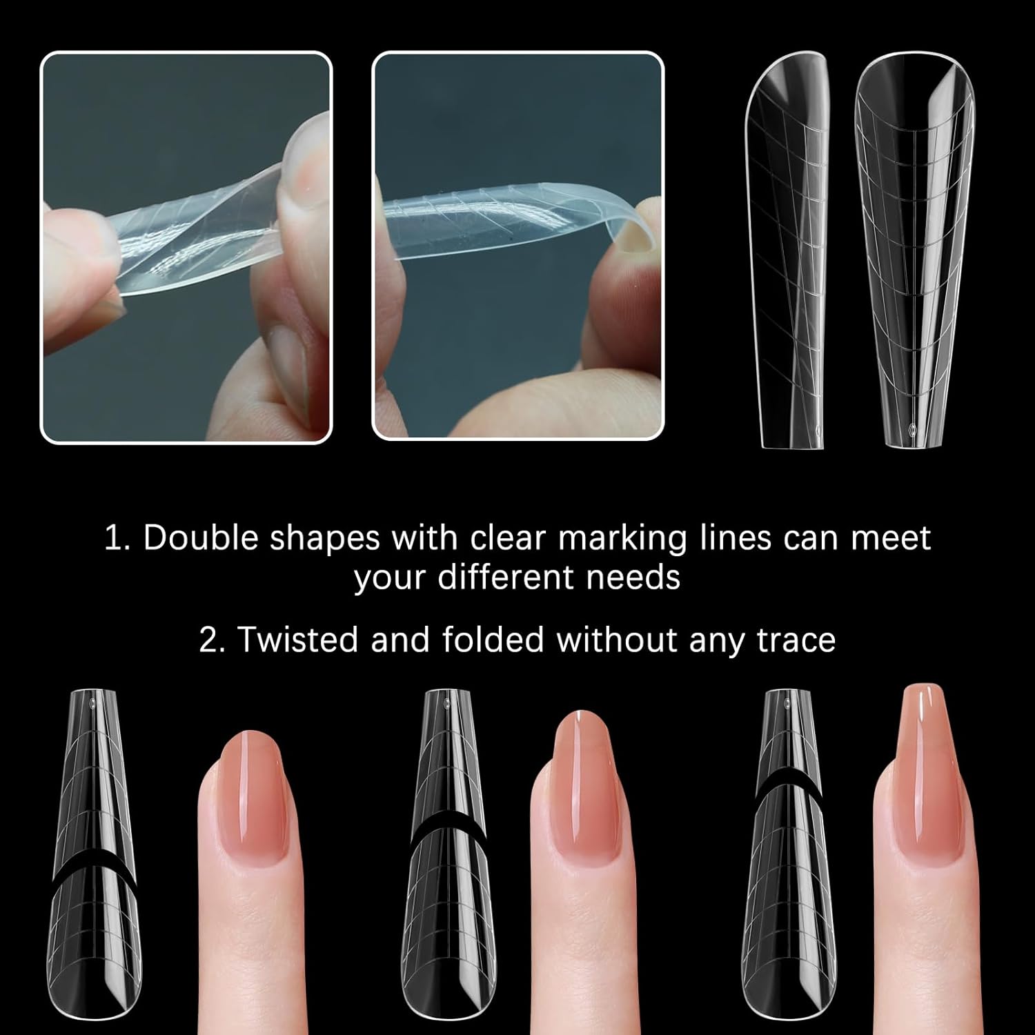 120 Pcs Poly Extension Gel Dual Nail Forms Nail Molds With Scale Builder Coffin Nail for Gel Manicure Nail Art Design Salon DIY at Home (Long Ferrari Dual Nail Forms Set)-GlimoraGlow