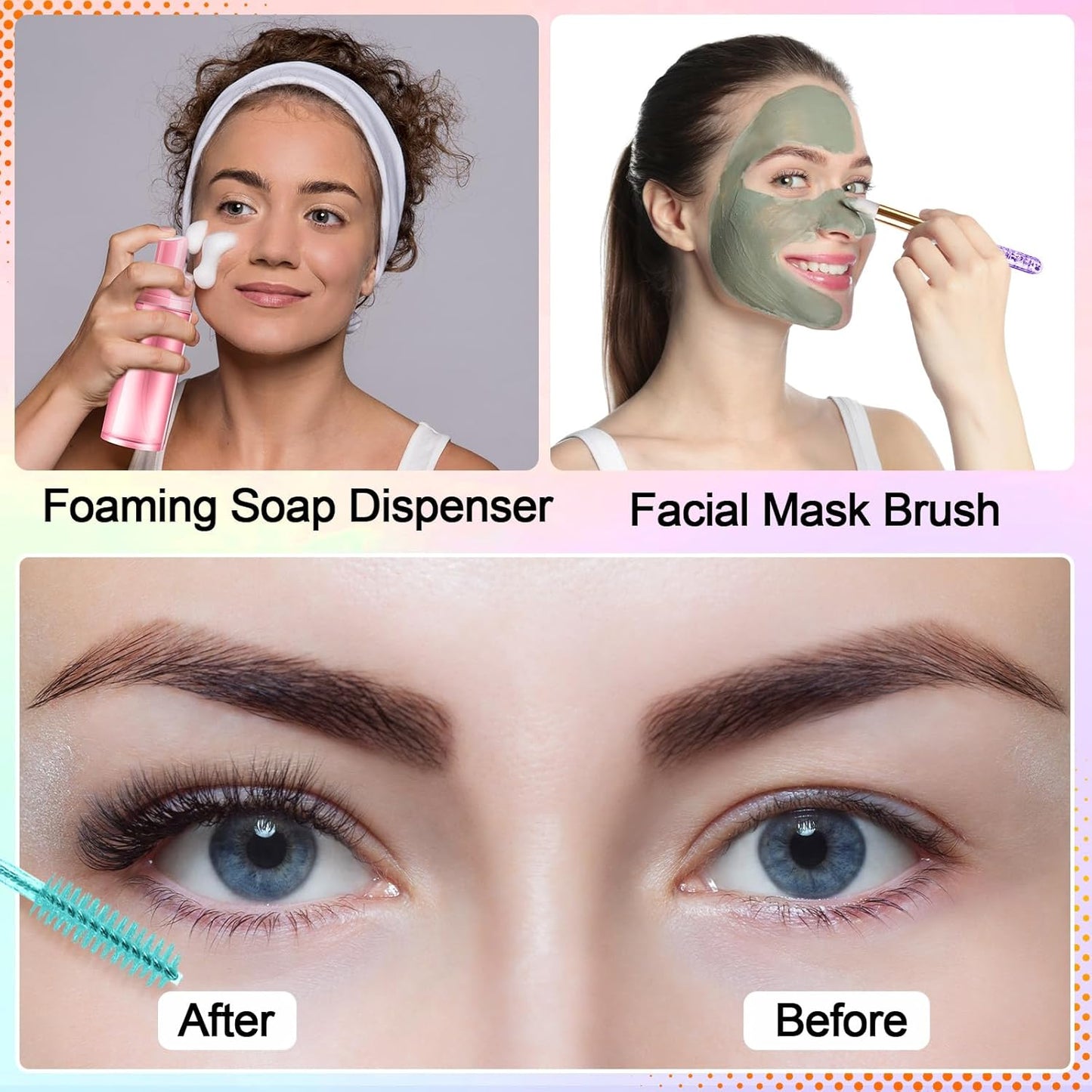 Zhehao 80 Pcs Lash Shampoo Bottle Brushes Kit 20 Foam Pump Dispensers 20 Lash Shampoo Brushes 20 Eyelash Aftercare Bag 20 Cleaning Pipes, Eyelash Extension Supplies (Mixed Colors)-GlimoraGlow