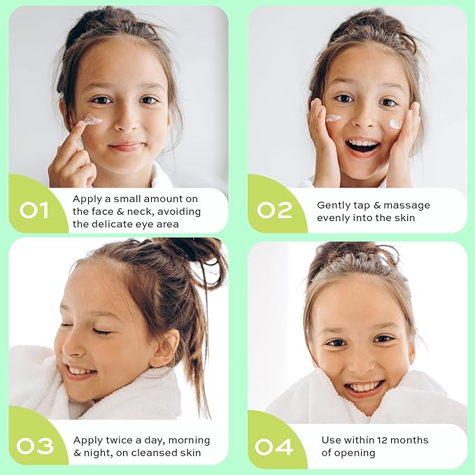 Face Moisturizer with Hyaluronic Acid Face Cream for Kids - Facial Cream & Gentle Moisturizer with Strawberry Extract & Vitamin E - Daily Facial Cream Moisturizer for Dry & Sensitive Skin 50ml-GlimoraGlow