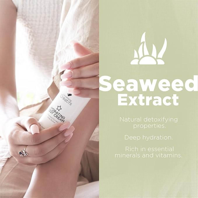 Hydrating Foot Cream for Dry Cracked Heels and Feet, 3.4 fl. oz., Deep Moisturizing Seaweed Extract and Shea Butter, Restores Soft Supple Skin-GlimoraGlow