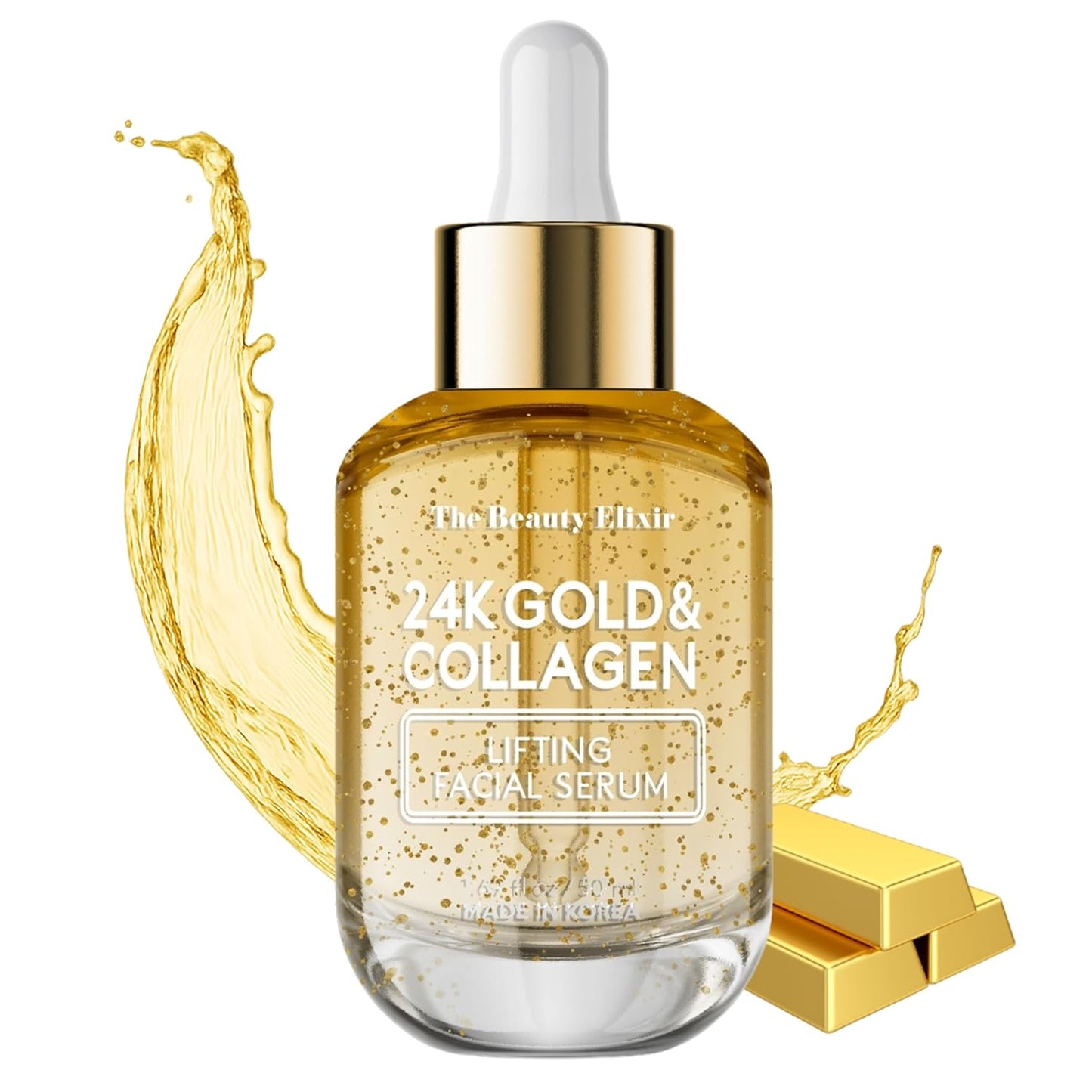 Collagen Serum For Face with 24k Gold - Dermatologist Tested - Anti Aging, Ultra Hydrating, Fine Lines & Wrinkle Treatment - Clean Beauty Korean Skin Care for All Skin Types - 1.69oz-GlimoraGlow