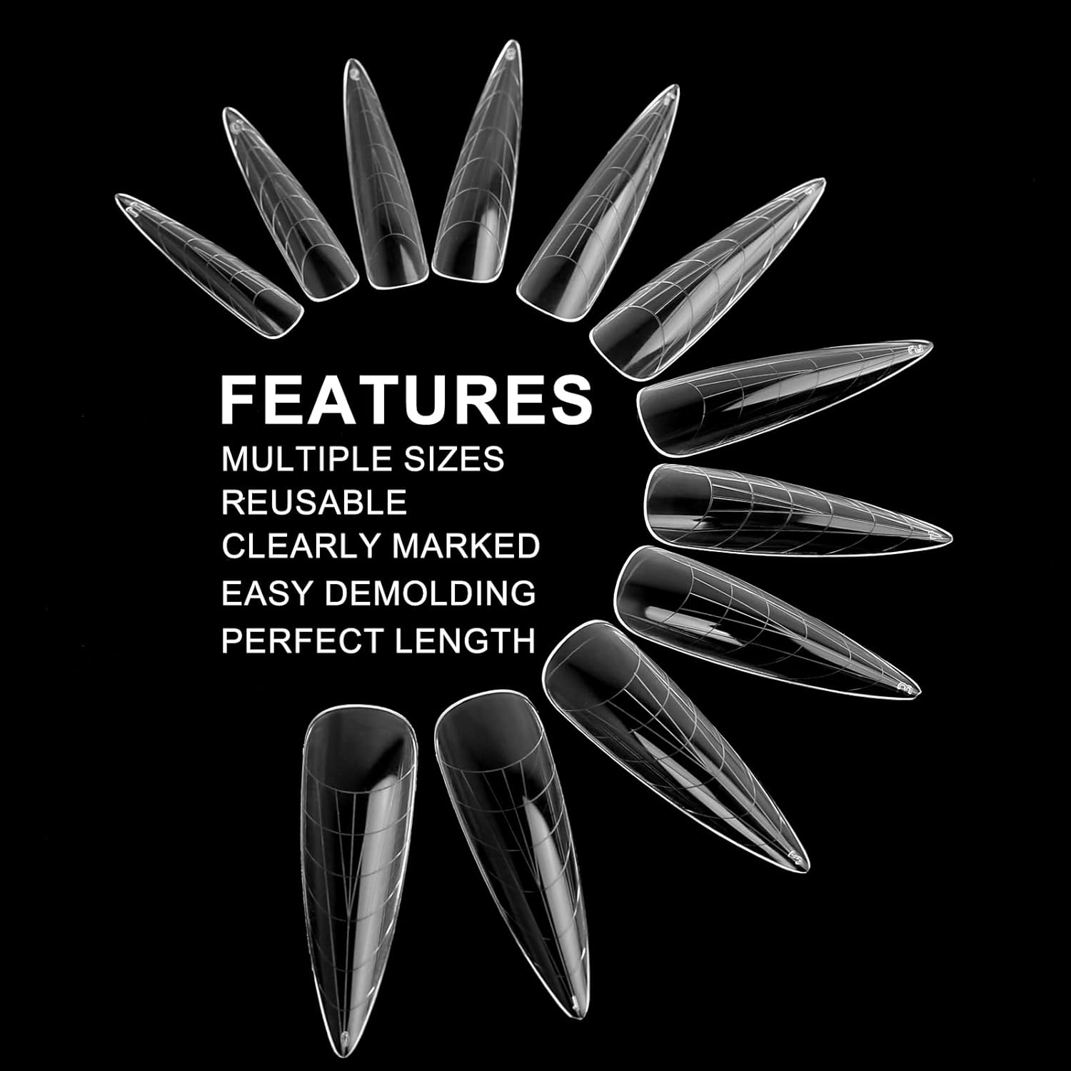 120Pcs Matte Dual Nail Forms,Long Almond Extension Poly Nail Gel Nail Forms Full Cover Nail Molds 12 Sizes for Solid Nail Gel Glue Nail Art Design Salon&DIY-GlimoraGlow