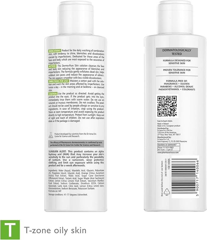 Face & Body Breakout Solution - 3% Mandelic Acid Helps Clarify Blemish & Acne Prone Skin, Face, Back & Chest Pimples Exfoliating & Clearing Treatment, SEBO-ALMOND-CLARIS, 6.42 fl oz-GlimoraGlow