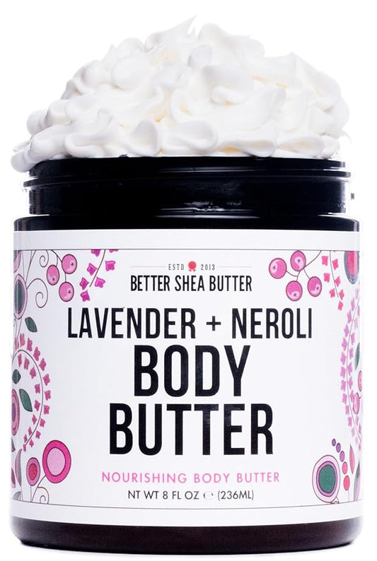 Body Butter for Women LAVENDER NEROLI | Whipped Body Moisturizer with Raw Shea Butter for Dry Skin, Paraben Free, Non-Greasy, No Synthetic Fragrances | 8 oz-GlimoraGlow