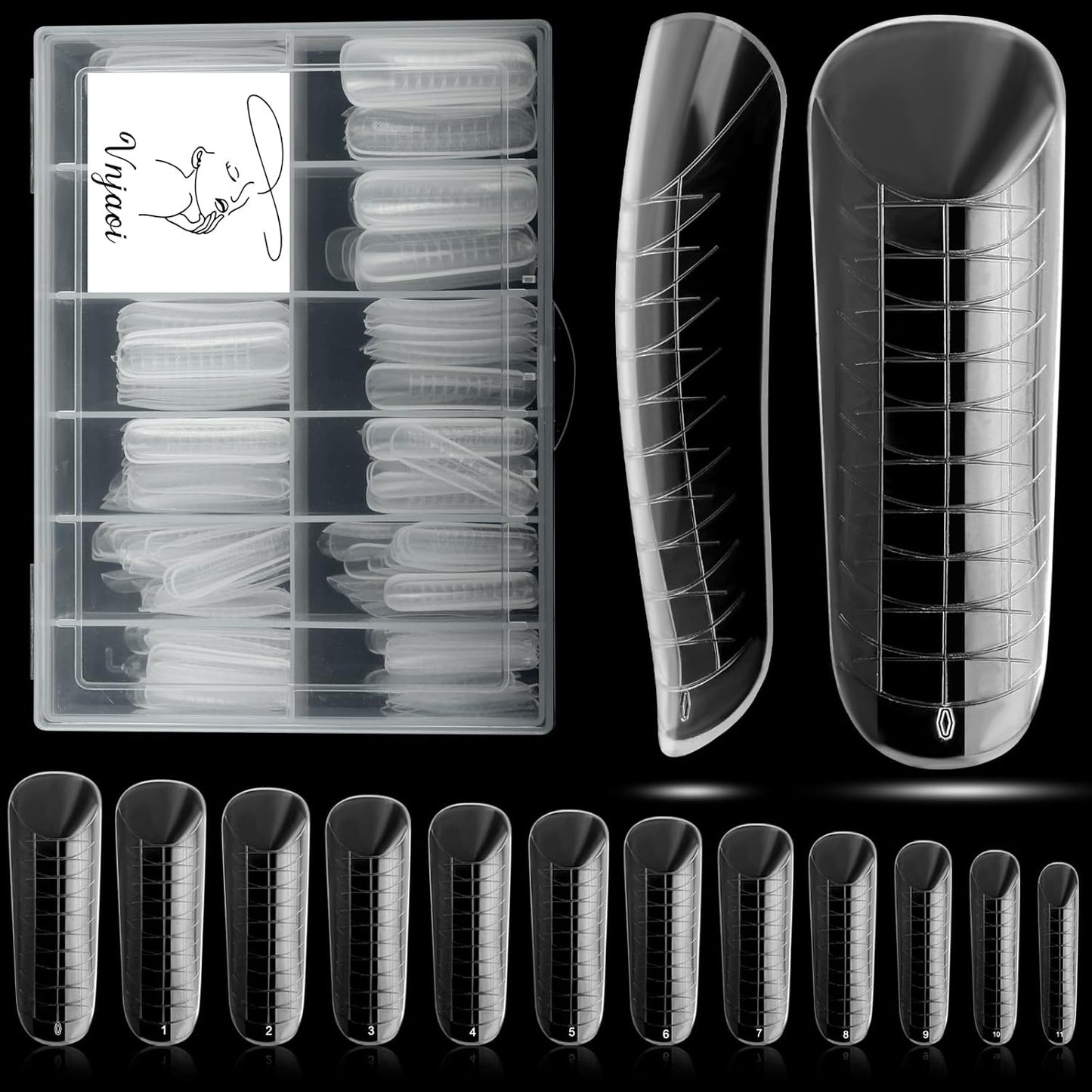 120 Pcs Poly Extension Gel Dual Nail Forms Nail Molds With Scale Builder Coffin Nail for Gel Manicure Nail Art Design Salon DIY at Home (Long Dual Nail Forms Set)-GlimoraGlow
