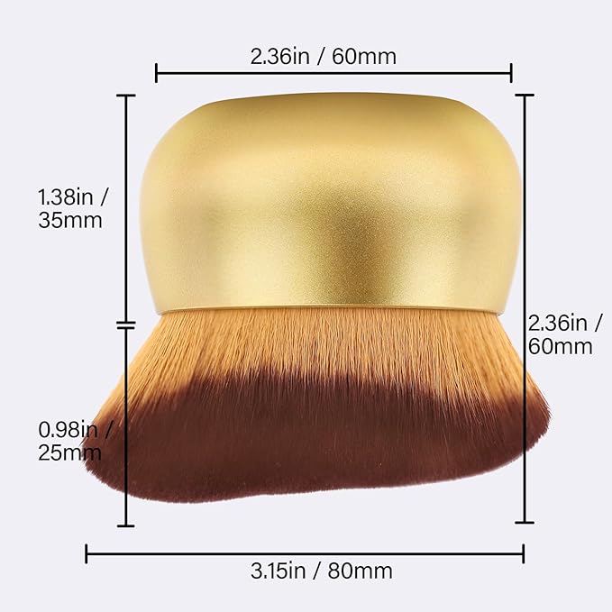 Airbrush Kabuki Brush for All Face Makeup & Foundation for Liquid, Cream and Powder Face Makeup, Large Brush for Effortless Natural Beautiful Look, With Wide-headed Bristles - Gold-GlimoraGlow